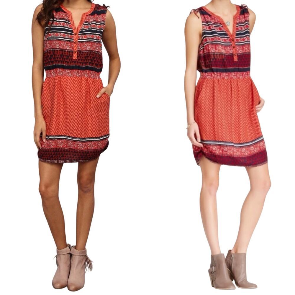 Lucky Brand Mandarin Orange Print Sleeveless Dress Size Small NWT
